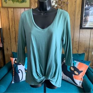 Threads 4 Thought Green Tie Front Long Sleeve Blouse